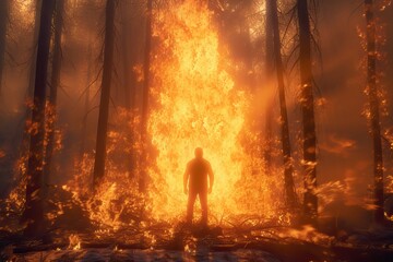 A pyromaniac burning a forest, generative ai