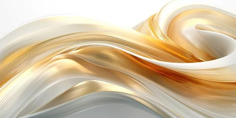 Foto op Plexiglas abstract white and gold swirling background with a high quality luxury feel ideal for backdrops, generative ai © FrankBoston