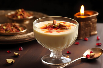 Kheer - A popular Indian rice pudding, kheer is made with rice, milk, sugar, and flavored with cardamom, saffron, and various nuts such as almonds and pistachios (Generative AI)