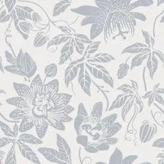 Foto op Plexiglas Seamless monochrome pattern with flowers. Wallpaper. Background with sketch climbing flowers. Retro graceful style. Design for textile, wallpaper, web, paper, invitation, cover. Floral backdrop © sunny_lion