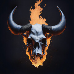 Bull Skull on fire