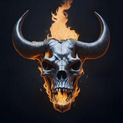 Bull Skull on fire