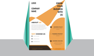 Flyer modern design layout in different shapes and colors in A4 size with icons.