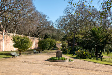 Green park on a sunny day, Lisbon garden, Portugal, Europe