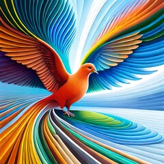Colorful painting art of a dove. Holy Spirit concept generative AI