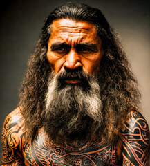 A Close-Up Portrait of a Maori Elder.