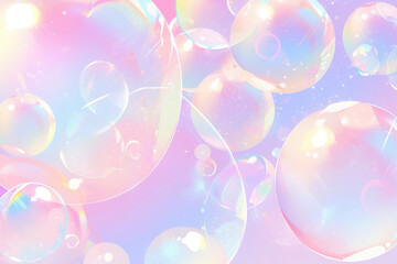 cute hologram y2k pastel neon bubbles background