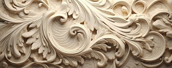 an ornamental Abstract Horizontal background, Ornamental designs, carved and engraved in ivory. flow design texture. ornamental art Abtract-themed, photorealistic illustrations in JPG. generative ai