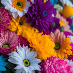 A collection of colorful flowers arranged in an artistic bouquet