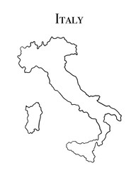 Italy outline black outline on white background