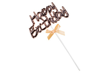 happy birthday  text concept with ribbon isolated on white background