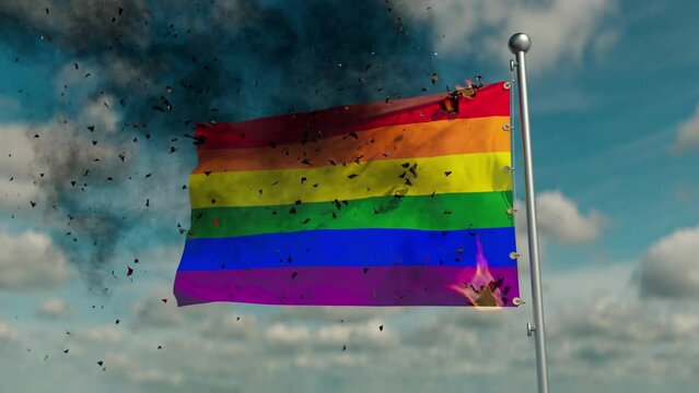 The flaming flag of Russia is reborn into a LGBT.