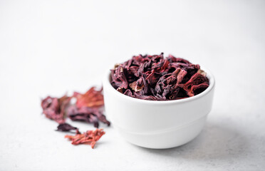 Karkade tea in a bowl