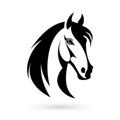 A stylized black and white horse head logo template in an abstract design. Perfect for creating a brand identity or logo