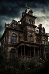 Abandoned castle in the dark