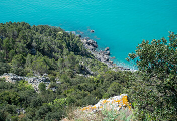 Top view of the sea from the azure water