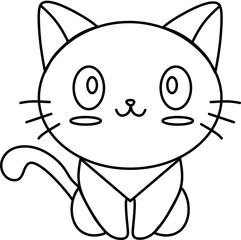 Cute Cartoon Cat Outline Illustration