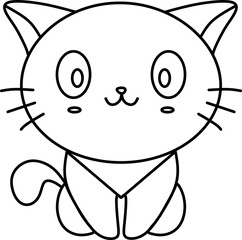 Cute Cartoon Cat Outline Illustration