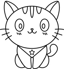 Cute Cartoon Cat Outline Illustration