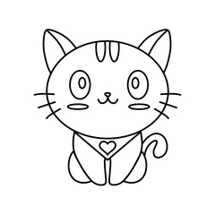 Cute Cartoon Cat Outline Illustration