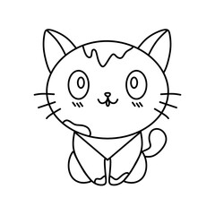 Cute Cartoon Cat Outline Illustration