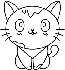Cute Cartoon Cat Outline Illustration