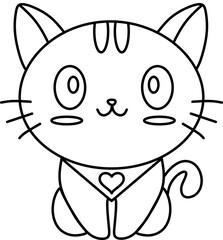 Cute Cartoon Cat Outline Illustration
