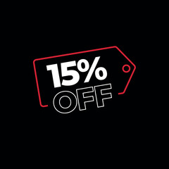 15% off discount price tag
tag for offers and sales