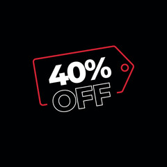 40% off discount price tag
tag for offers and sales
