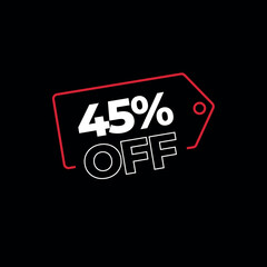 45% off discount price tag
tag for offers and sales