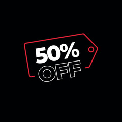 50% off discount price tag
tag for offers and sales