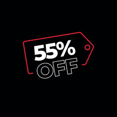 55% off discount price tag
tag for offers and sales