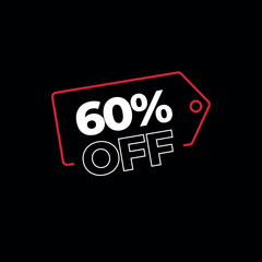 60% off discount price tag
tag for offers and sales