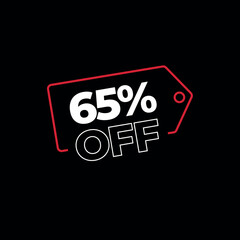 65% off discount price tag
tag for offers and sales