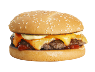 double cheese burger on transparent background