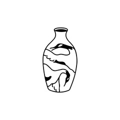 Vector illustration of a vase patterned with birds