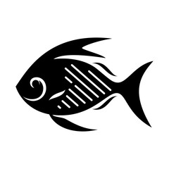Fish icon. Black silhouette of fish. Vector illustration