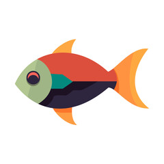 Fish sign. Color fish icon on white background. Abstract fish icon. Vector illustration