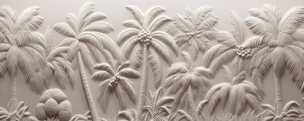  an Abstract Horizontal background, Palm fronds, carved and engraved in ivory. Liquid flow texture. Fluid art Abtract-themed, photorealistic illustrations in JPG. Generative AI