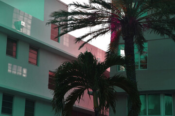 Fototapeta na wymiar Miami, Florida, USA, facade of the buildings, Miami Beach streets, modern urban architecture