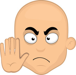 vector illustration face bald man cartoon making a gesture hand stop
