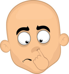 Fototapeta premium vector illustration face bald man cartoon picking his nose