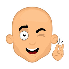 vector illustration face bald man cartoon winking and snapping fingers