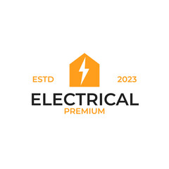 Fototapeta premium Creative electrical icon combined with the house logo design vector illustration