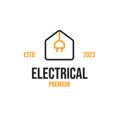 Creative electrical icon combined with the house logo design vector illustration