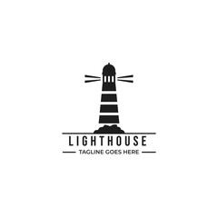 Flat lighthouse logo design vector illustration idea