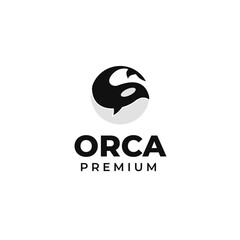 Flat orca whale logo design vector concept illustration idea