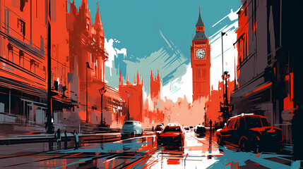 Illustration of the beautiful city of London. United Kingdom
