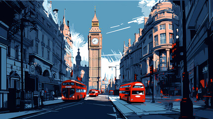 Fototapeta na wymiar Illustration of the beautiful city of London. United Kingdom