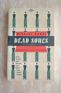 Calgary, Alberta - May 19, 2023: The novel Dead Souls by Nikolai Gogol.